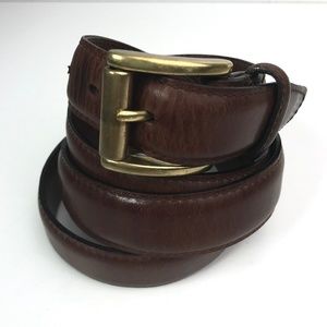 Men's Brown Genuine Leather Brass Buckle Belt
